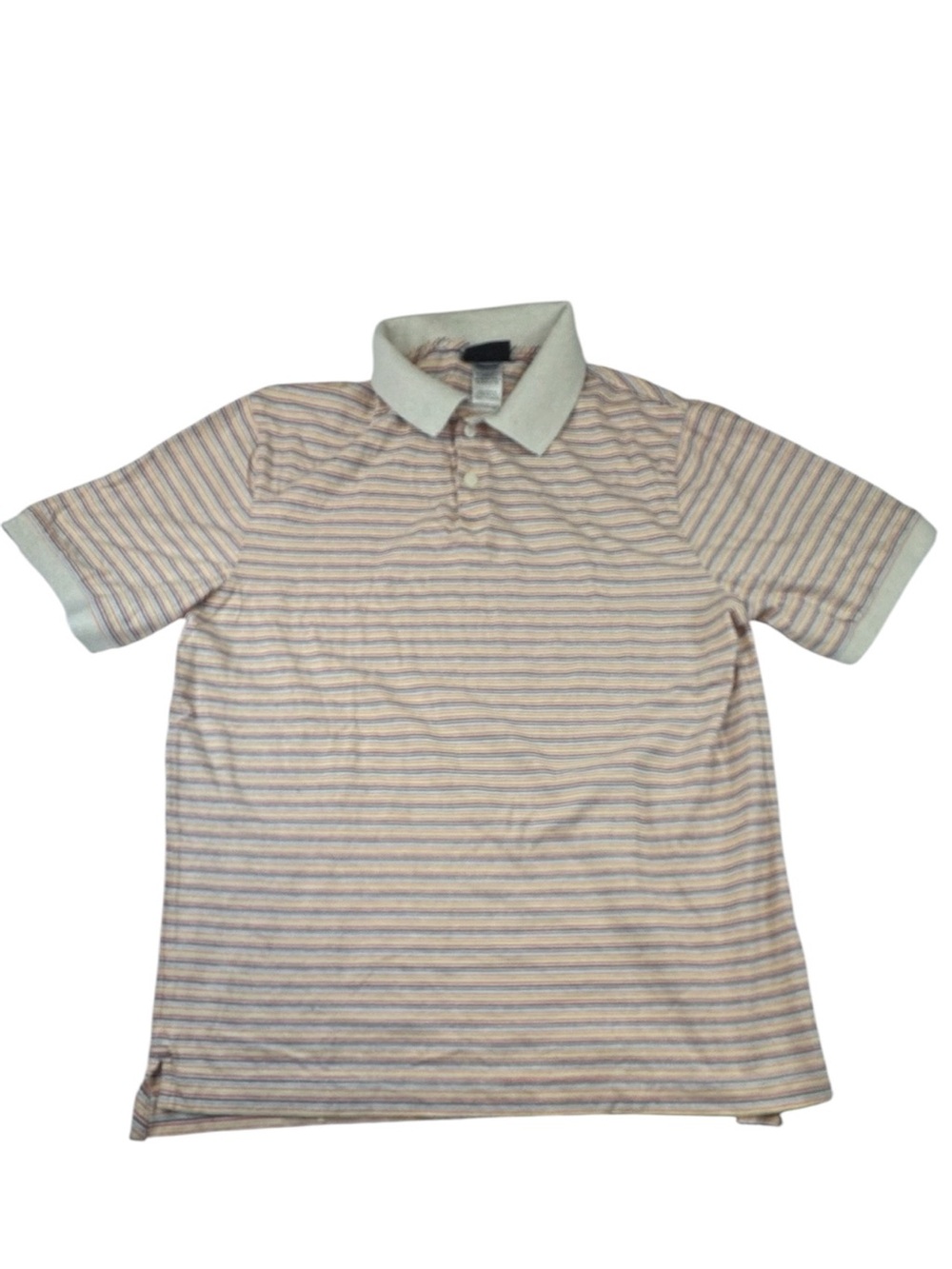 Patagonia Polo Men Small Beige Multicolored Striped Short Sleeve Hiking Outdoor